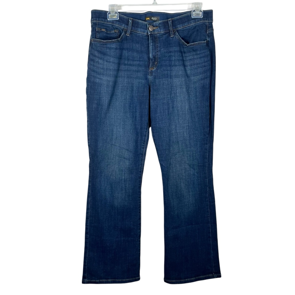 Lee Women's Regular Cut Bootcut Mid-Rise Flex Motion Dark Wash Jeans Plus Size